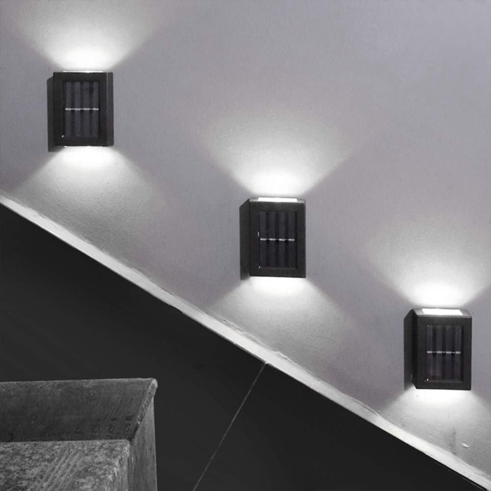 Cymwer LED Solar Wall Lamp Outdoor Up Down Lights Waterproof Porch Wall Sconce Lights Indoor Fence Landscape Lighting (White Light)