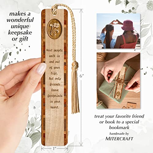 Personalized Friends Leave Footprints In Your Heart Quote, Engraved Wooden Bookmark - Made In Usa - Also Available Without Personalization #TOP2