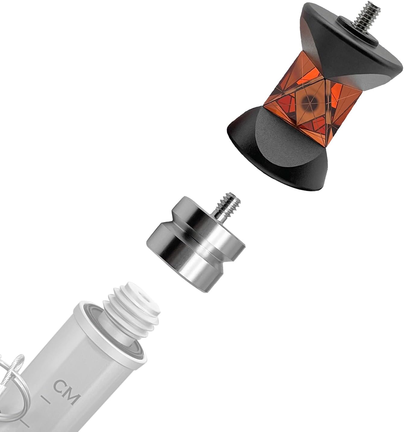 360° Mini Monitoring Prism GRZ101 Replacement with Hook & 5/8"-11 Adapter, Copper Coated Total Station Reflector +30mm Constant Swiss Type Survey Prism