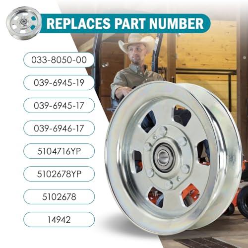 1-Pack 5\" Split Idler Pulley Compatible with BadBoy Bad Boy Maverick MZ Magnum Rambler Diesel Outlaw XP Extreme ZT Elite Avenger Repalces 033-8050-00 5104716YP 5102678YP