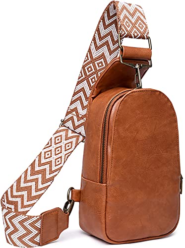 LucyneSwayne Bolso bandolera para hombre y mujer, impermeable, para el pecho, Brown Cover
