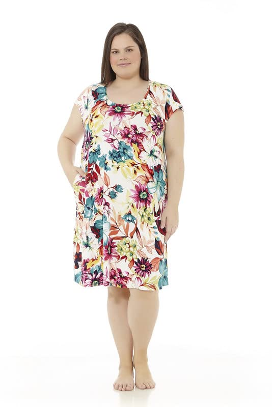 mabel intima - Vestido de Entretiempo para Mujer en Talla Grande | Manga Corta | Tallas Grandes 50-70 | 2XL - 7XL | Entretiempo | Vestido Casual para Vestir de Dia o Noche | 70