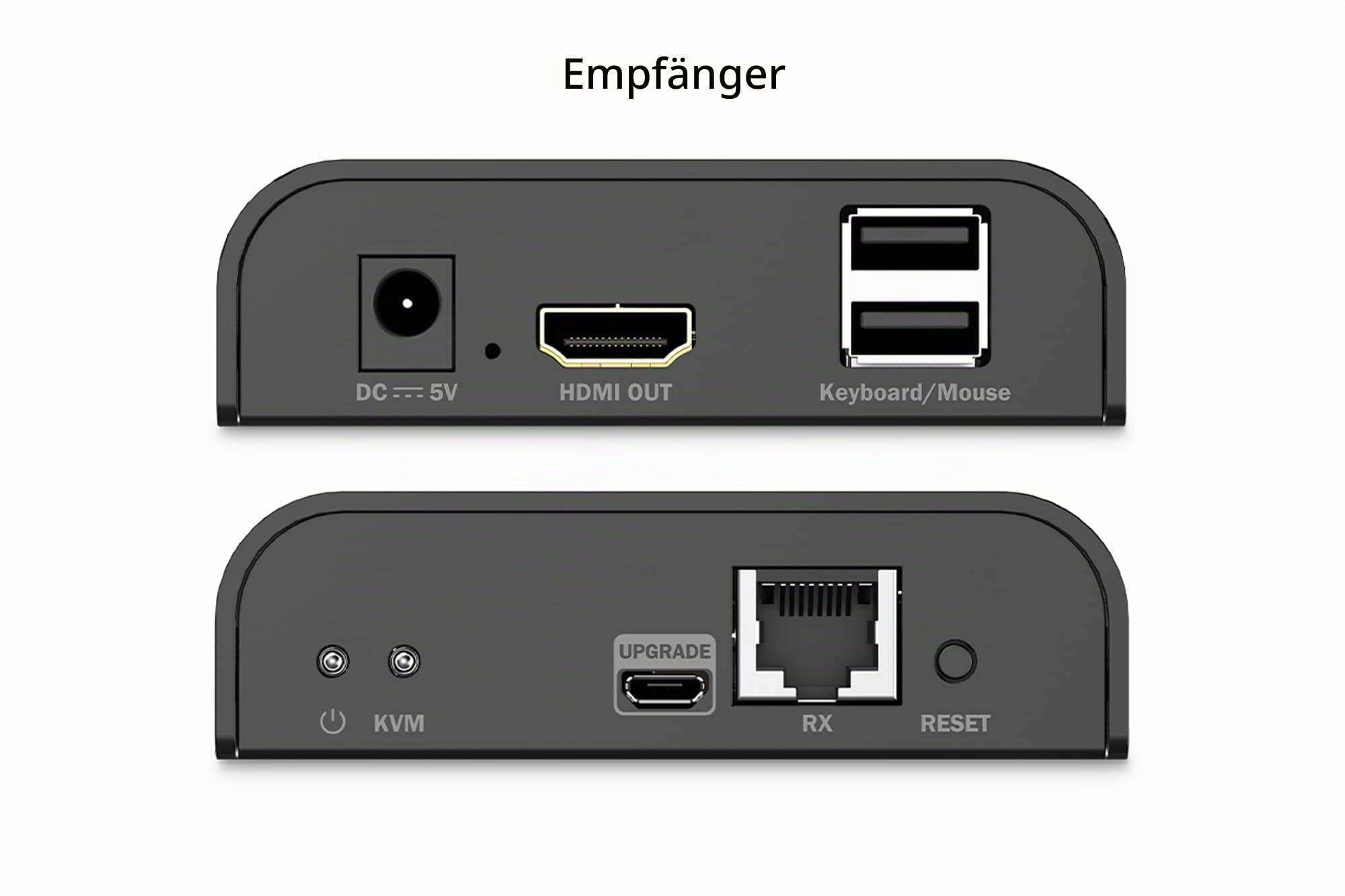 DIGITUS HDMI KVM IP Extender Set – UHD 4k 60Hz – HDMI 2.0 – 2x USB 2.0 | Bis zu 200 m Reichweite über LAN-Kabel ab CAT 6 – Bis zu 253 Empfänger – Schwarz