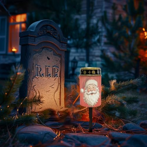 Image of Santa Claus Christmas Solar Light for Gravestone, 2 Pack