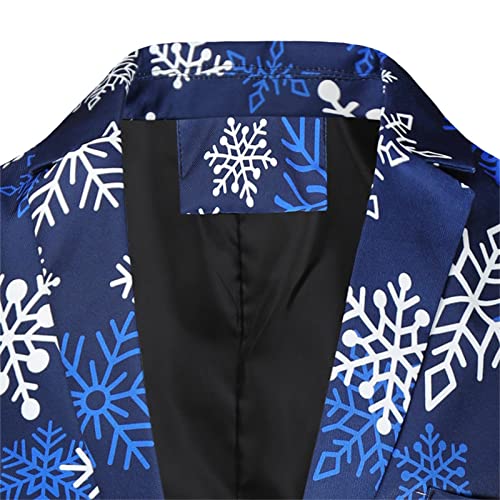 Men's Snowflake Leisure 3D Printed Suit Slim Fit Tuxedo Tux & Pants & Vest Santa Claus Blazers Lapel Collar Sets3