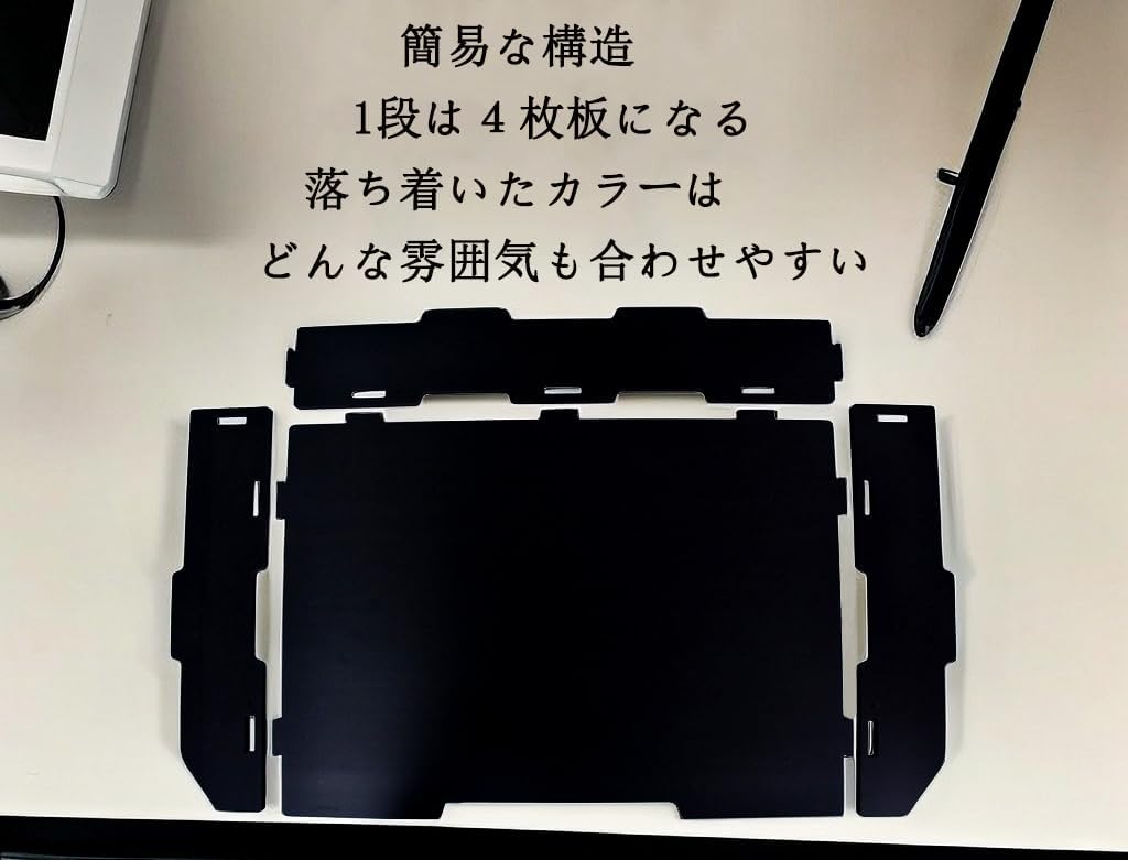 A3 Wooden File Tray, 11.7" x 16.5" 3-Tier Storage Rack, Horizontal Deep Desk Organizer, Sturdy & Modern Black Desktop Organizer, Easy Assembly, Stackable Paper Tray for Home, Office, School