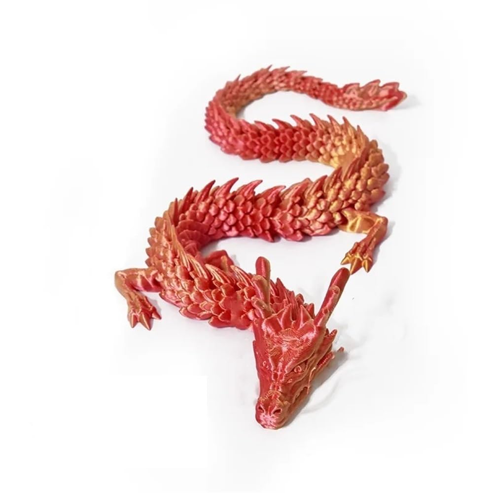 Diyouke Articulated 3D Printed Dragon Figurine, Flexible Joints Dragon Statue for Desktop Display & Home Decor(30cm red)