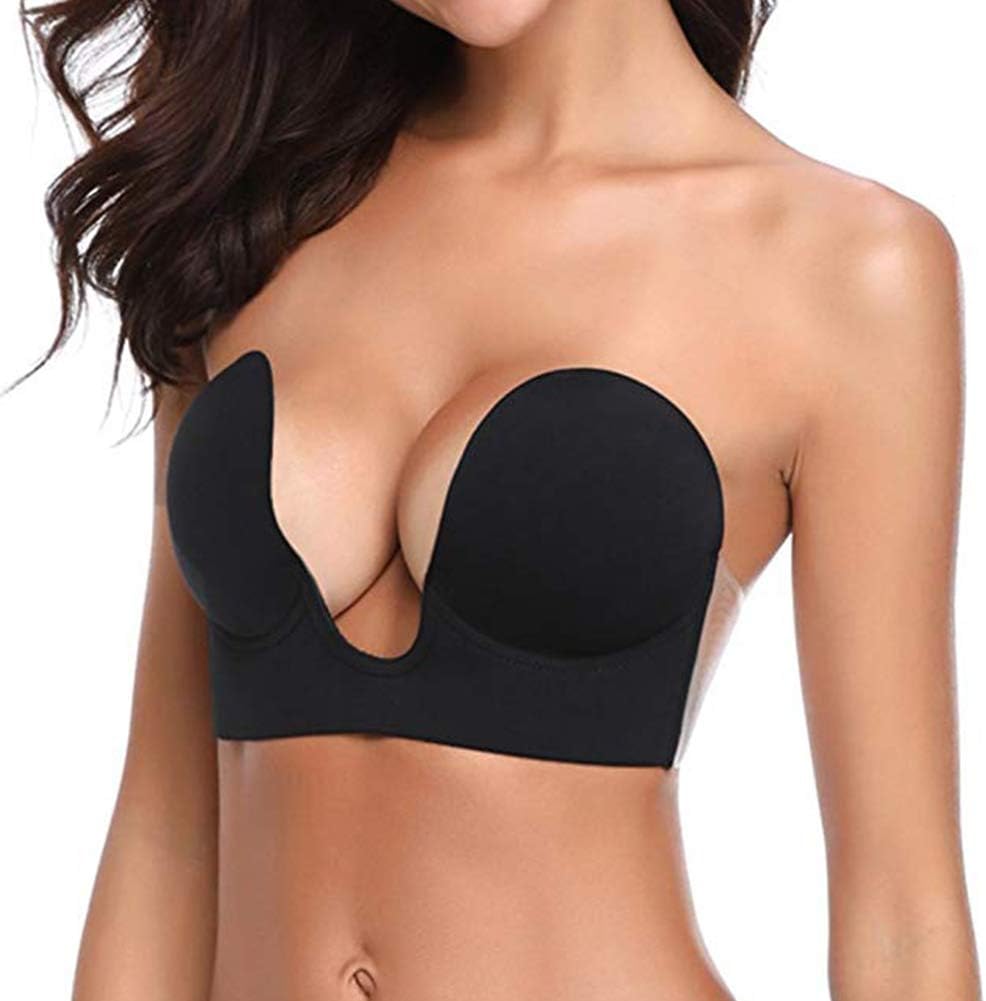 TITU Plunge Strapless Bra Push Up - Sticky Bra Invisible Adhesive for Backless Dress