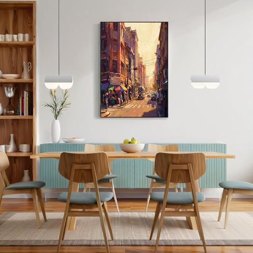 Impresiones de lienzo de ciudad beige sin marco y cuadros de arte moderno retro de 70x100 cm 5