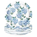 WRAPAHOLIC Pappteller mit Blumenmuster, 22,9 cm, blaue Hortensien...