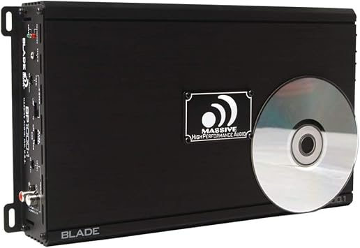 Massive Audio BP1000.1 V2 Blade Series. 1000 Watts, 2 Ohm Stable, Class A/B Monoblock Car Amplifier with Bass Boost.