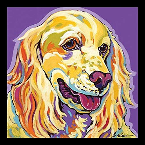 Buyartforless Work Framed Candy The Cocker Spaniel by Sally Evans 12x12 Art Print Poster Dogs Sweet Cute, Yellow