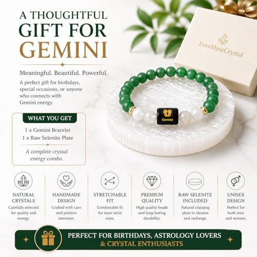 Image of Zodiac Crystal Bracelet with Raw Selenite Plate for Men & Women | Aries, Taurus, Gemini, Cancer, Leo, Virgo, Libra, Scorpio, Sagittarius, Capricorn, Aquarius & Pisces Rashi Bracelet | Astrology Healing Crystal Gift