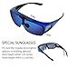 TINHAO Mens Polarized Flip Up Fitover Sunglasses with Mirrored Lenses (Blue, Blue)