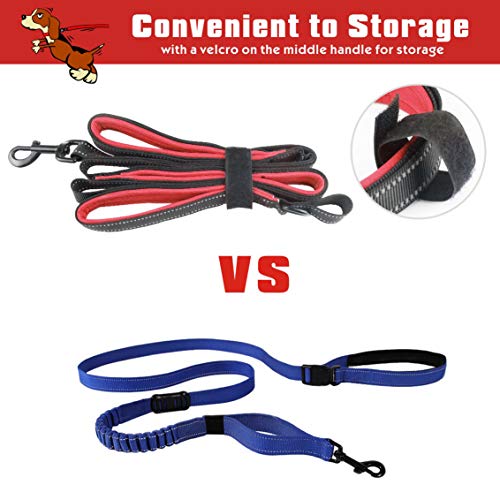 Idepet Dog Leash 3 Handles 6ft Traffic Padded - Pet Training Walking Lead Heavy Duty Reflective Leash for Large,Medium and Small Dogs (Red)