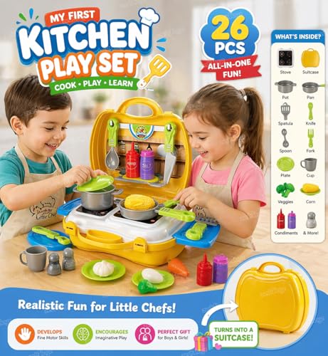 Image of Zest 4 Toyz Kitchen Set for Kids Girls Cooking Set Light and Sound Pretend Play Toys Kitchen Set