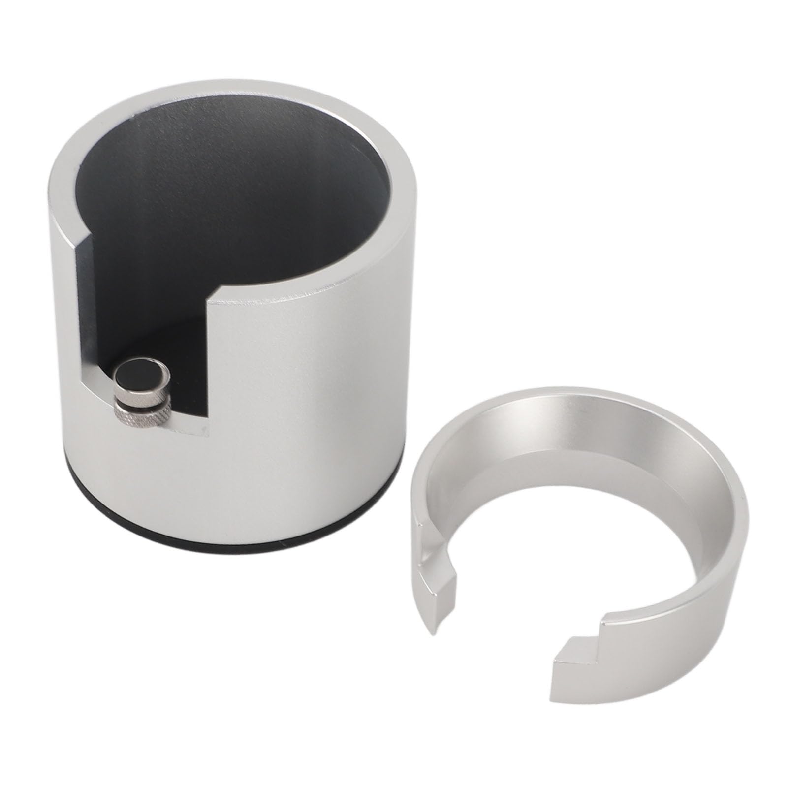 Jeanoko Uchwyt na Filtr do Kawy z Lejkiem Dozującym, Stojak do Ubijania ze Stopu Aluminium do Kolby do Ekspresu do Kawy 58mm, Domowy Barista (Srebrny)
