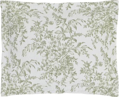Linge de maison réversible en coton vert et blanc cassé pour lit simple - 8