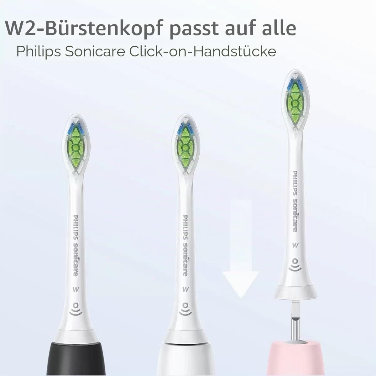 PHILIPS Sonicare Aufsteckbürsten für elektrische Zahnbürste, 5 Stück, W2 Optimal White Aufsteckbürste (HX6065/10)