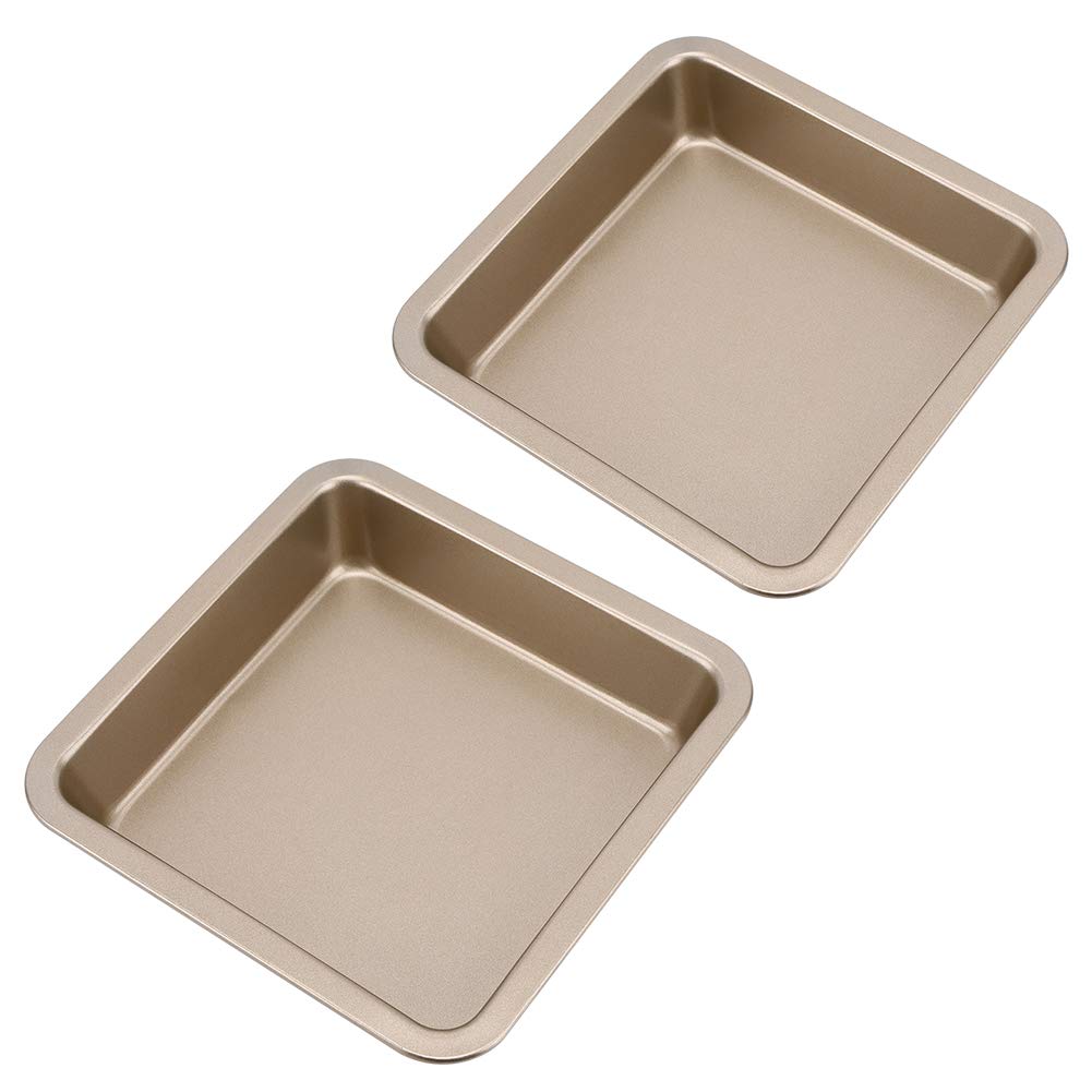 SIXRUN Confezione da 2 Stampi per Torte in Acciaio Al Carbonio, Antiaderenti, 22,5 X 22,5 X 4,6 Cm, per Cheesecake, Pizza, Pane, Cottura in Casa, Panetteria, Pasticceria, Negozio di Dolci (#2)