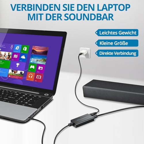 Image of AUTOUTLET 3.5mm to Optical Converter, 48Khz Audio Sample Rate, Supports Uncompressed 2-Way PCM Digital Audio Signal Output, Built-in 1.2m 3.5mm Cable, Suitable for Laptop, Computer, Projector, etc