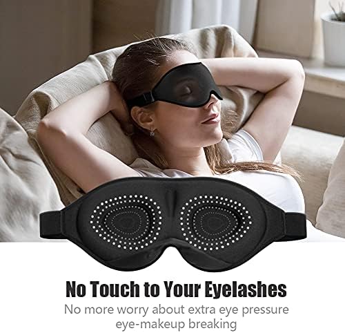 Sleep Eye Mask for Women Men, Soft Breathable Eye Mask for Sleeping 3D Contoured Sleep Mask Blindfold 100% Black Out Light Sleeping Mask for Travel, Nap, Yoga