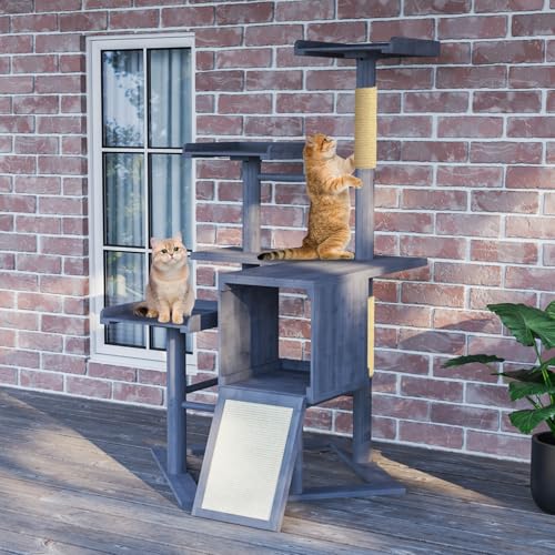 Torre de Gato Exterior Resistente de Madera 67 pulgadas miniatura 6