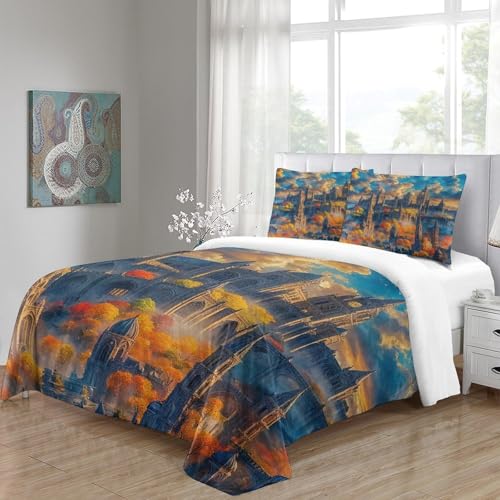 Linge de lit Château du rêve grand format 3D avec zip invisible