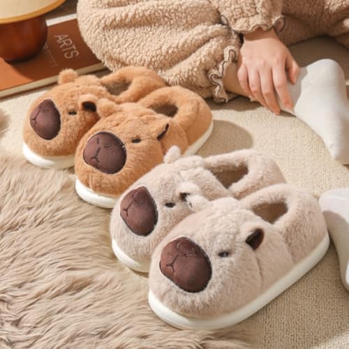 Cute Capybara Slippers for Women Capybara Cute Plush Cozy Warm Slippers Soft Cozy Fuzzy Couple Slippers4