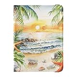 Tropical Trees Seastars Seastars Seagulls Family Travel Leather Passport Holder Large Capacity Money & Card Wallet for Men Travel Organizer