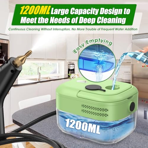 Image of 2200W Steam Cleaner, Handheld Steam Cleaner whit 1.2L Water Tank for Home Use, Fast Heat-Up in 10-15s, Portable High Steam Cleaners Machine for Cleaning Kitchen, Bathroom, Grout, Car