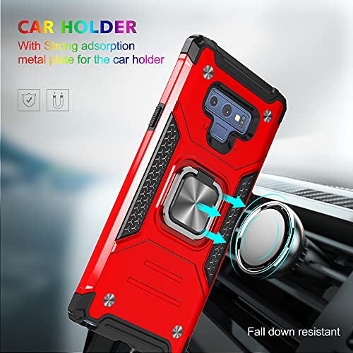 Aymecl Note 9 Case Galaxy Note 9 Case Samsung Note 9 Cases With 3D Pet Screen Protector, Armor Grade Cases With Rotating Holder Kickstand Non-Slip Hybrid Rugged Case For Samsung Galaxy Note 9 Red #TOP5