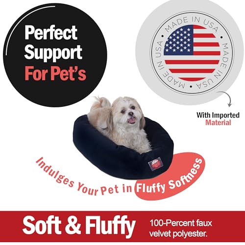 Image of Majestic Pet Villa 24 Inch Shredded Memory Foam Dog Bed for Small Sized Dog 24x19x7 Inch-Orthopedic Pet Bed - Washable Small Puppy Mat with Head Support-Navy