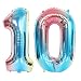 Ponmoo Foil Palloncini Numeri 10 Blu, Gigante Numero 0 1 2 3 4 5 6 7 8 9 10-19 20-29 30 40 50 60 70 80 90 100, Gonfiabili Pallone per Anniversario, Decorazione Feste di Compleanno Palloncino