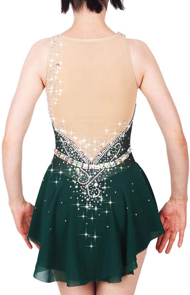 Figure Skating Costume Sleeveless Ice Skating Dresses Gymnastics Performance Leotard Cheerleading Outfit