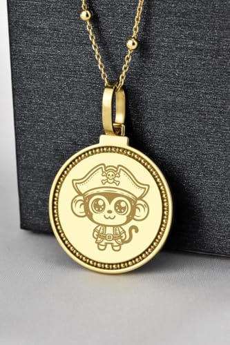 Collier pendentif rond lune gravé argent, un cadeau unique fait main