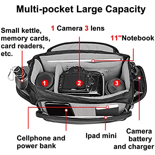 Caden Camera Bag Case Shoulder Messenger Bag With Tripod Holder Compatible For Nikon, Canon, Sony, Dslr Slr Mirrorless Cameras Waterproof (Black, Small) #TOP2