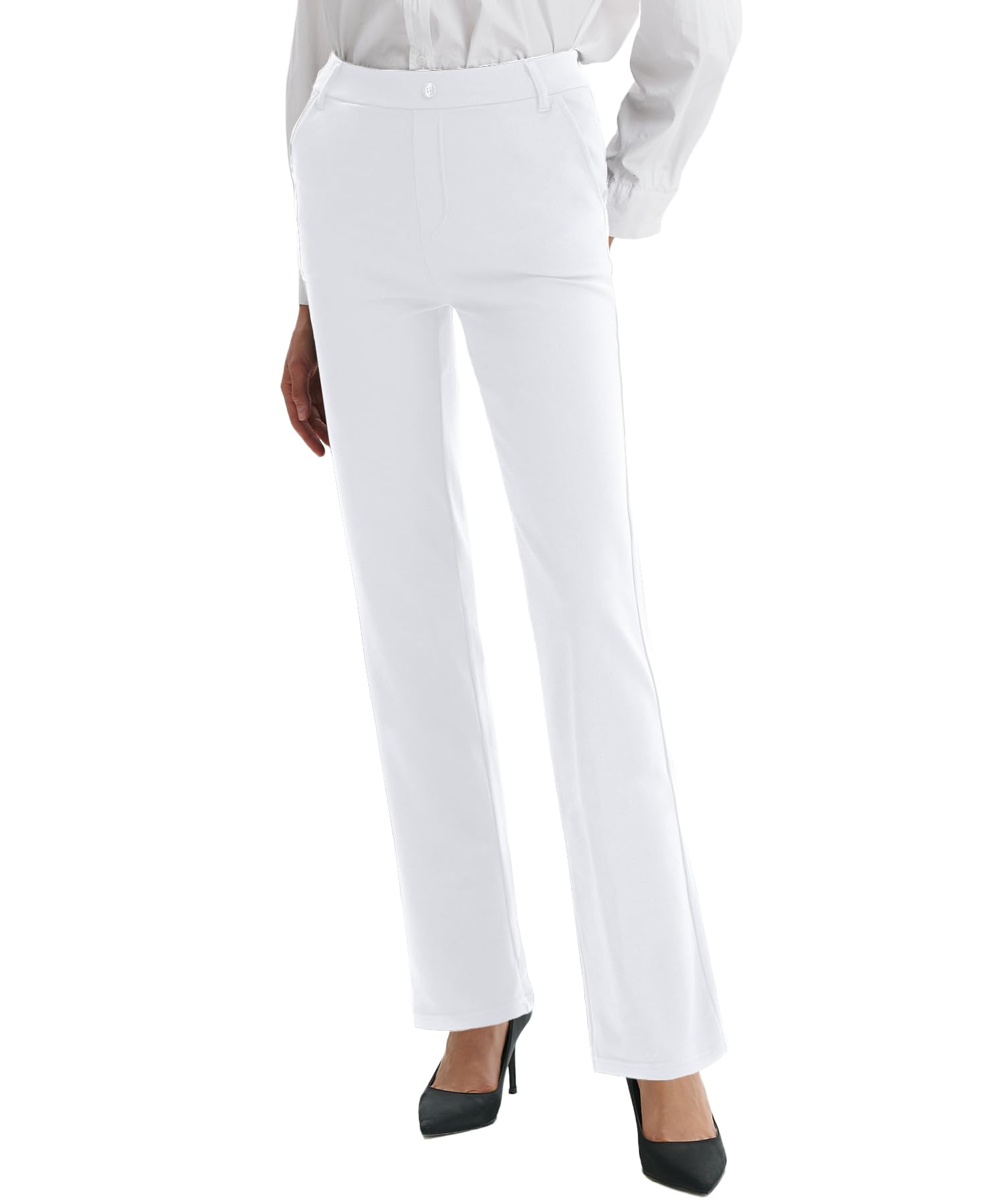 LaiEr Damen Kleid Hosen Gürtel Schleifen Stretch Arbeit Hosen Business Casual Gerade Bein Yoga Bootcut Hosen mit Taschen