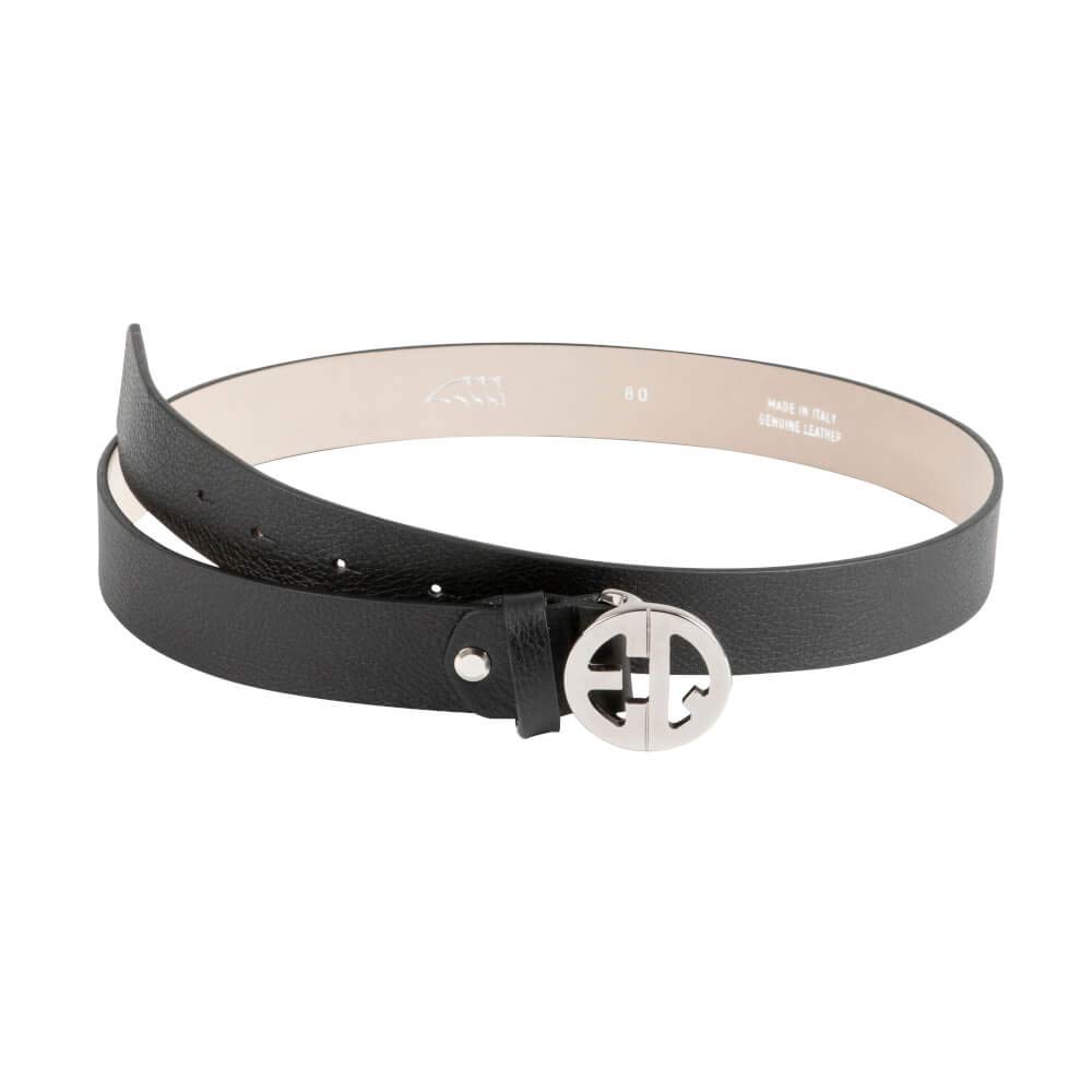 Equiline Eq19_FS_Talla 110 - Cinturón de piel con hebilla plateada