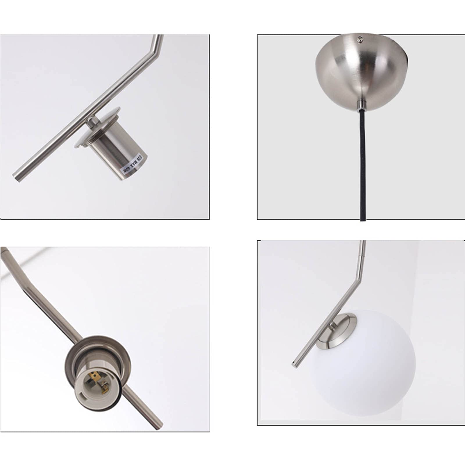 Nowoczesna modna sferyczna lampa wisząca, chromowane żelazo i szkło lampa wisząca żyrandol lampa wisząca (20 cm)
