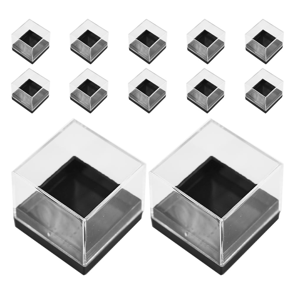 LOGOFUN 12Pcs Mineral Specimen Storage Cases Sample Display Boxes Transparent Square Plastic Container Box Showcase for Stone Jewelry Collection