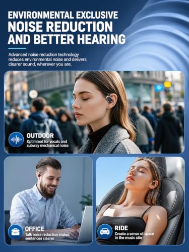 Image of G39 OWS Open Ear Wireless TWS Earbuds, Custom EQ, Bluetooth 5.4 Earphones, 50H Playtime, Fast Charging Case, 50ms Low-Latency Gaming & Touch Controls Headset. Black