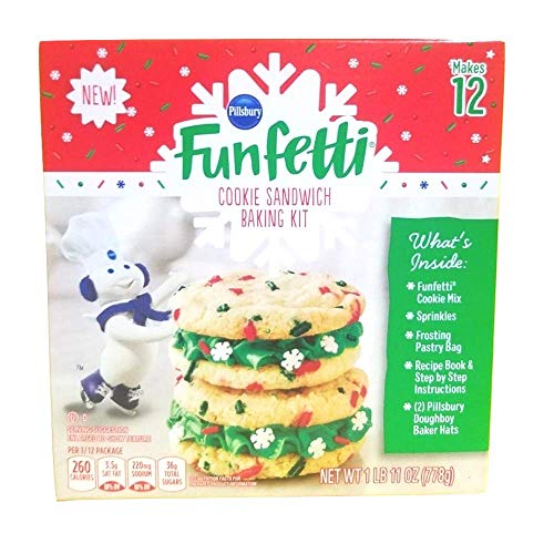 Funfetti Holiday Cookie Baking Kits, Makes 12 Christmas Trees and 12 Cookie Sandwiches with Frosting and Sprinkles