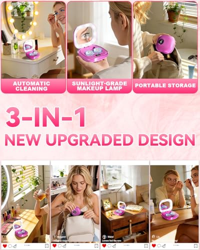 Image of Pro 3.0 Portable Ultrasonic Contact Lens Cleaner【Rechargeable】【50KHz Germany Super Motor】【Top1 Intelligent Chip-Smart Modes】 99% Brightness, Soft Contact Lens Tools Home Travel Use (Purple)