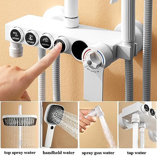 Mitigeur de Douche thermostatique Blanc Design Épuré avec Affichage de Température