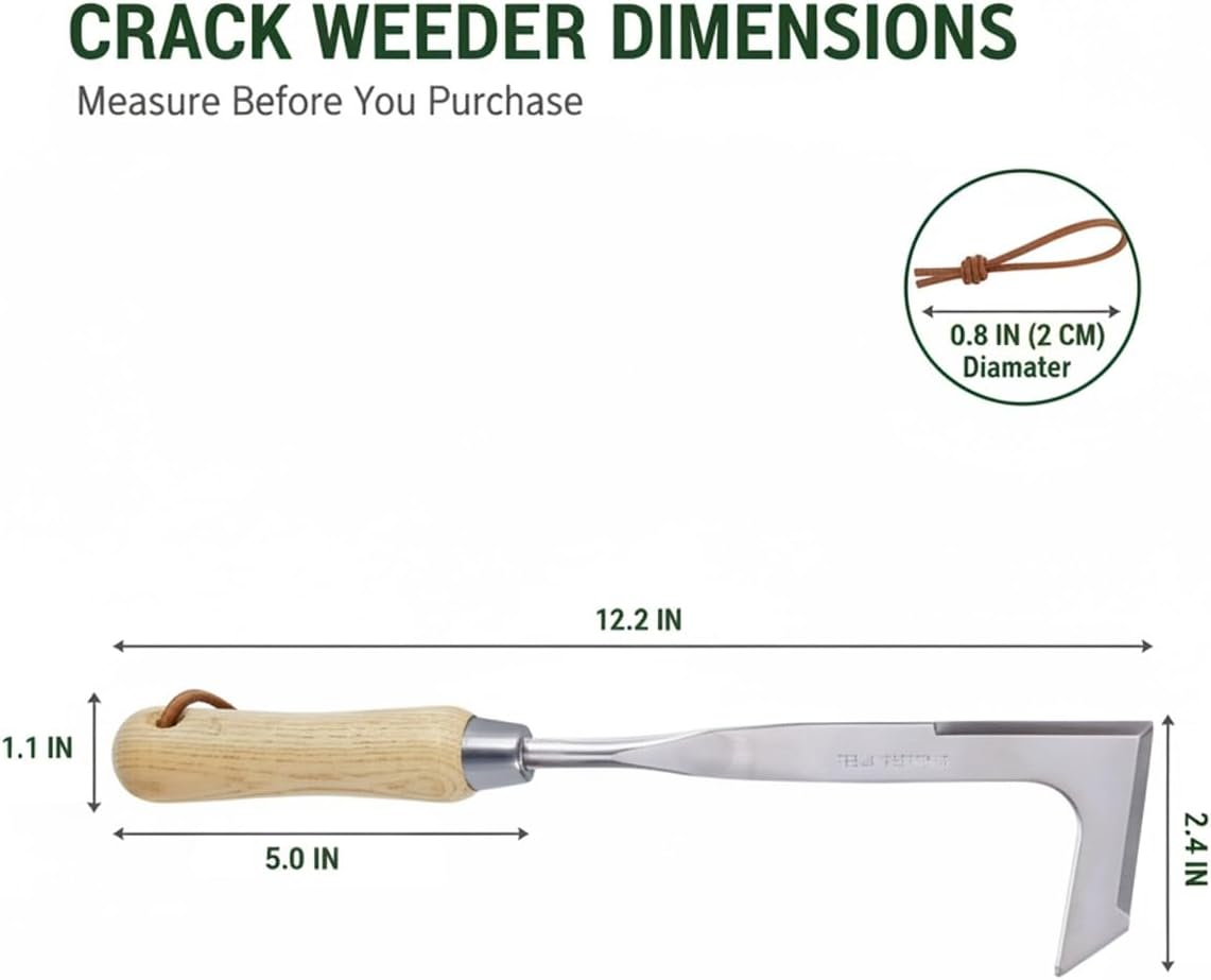 L-Shaped Stainless Steel Crevice Weeding Tool Crack Manual Weed Remover Long Handle Puller Grass Grampas Sickle Edger Hook Cutter Garden Paver Sidewalk Patio Yard Moss Knife Cleaning Scraper(3PCS)