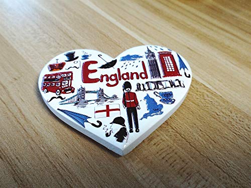 Imán para refrigerador con forma de corazón de Inglaterra miniatura 5