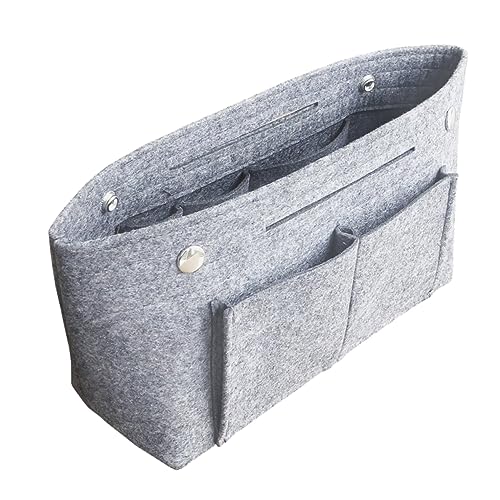 Trousse de toilette compacte en feutre gris anti-encombrement