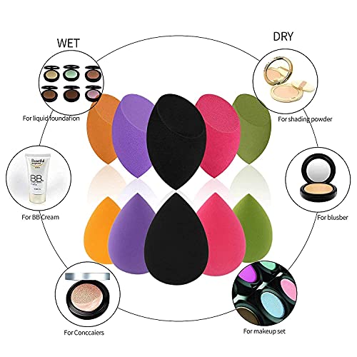 Image of SUNISA Makeup Beauty Sponge Pro Puff Set,Hypoallergenic,Latex-free, Flawless Streak-free Foundation Blender Professional Beauty Makeup Set for Dry & Wet Use (PACK OF 12)