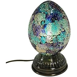Lampara Arabe Azul BY SIGRIS ORIGEN Home Decor Lámpara huevo sobremesa Lamparas | Lámpara de Sobremesa Azul - 23x15x15cm